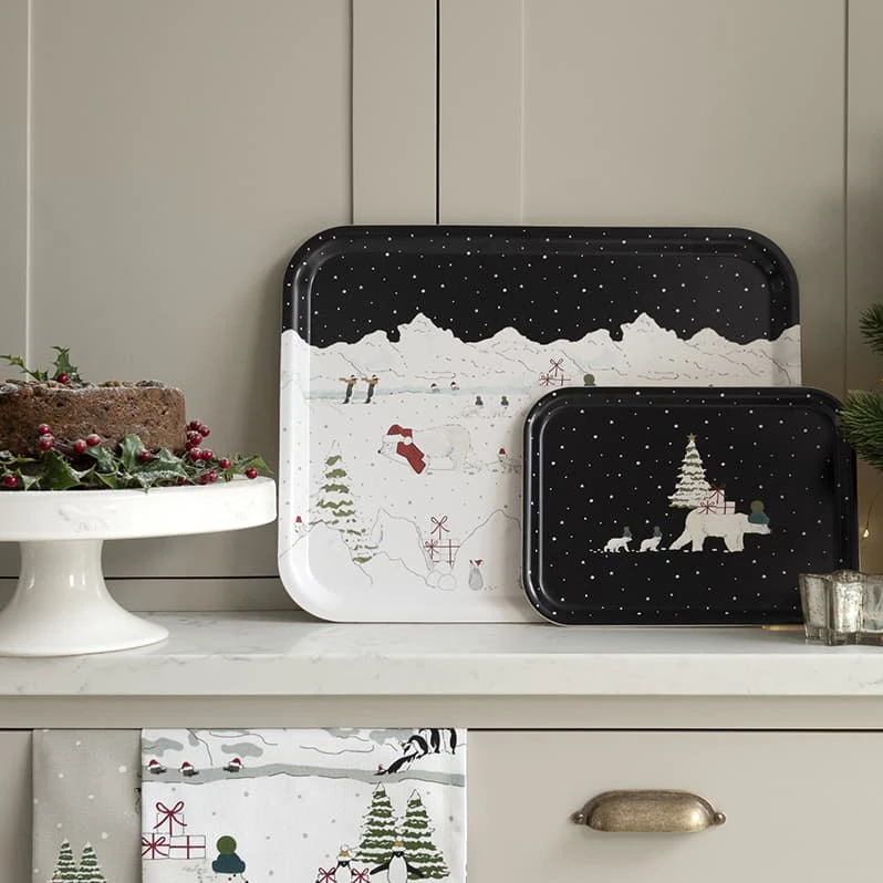 Snow Season Serving Tray - Small Snow Season Serving Tray - Small -Sophie Allport Shop AW22 snowseason pt10026 pt10045 printed tray lifestyle high res square