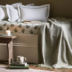 Wool Throw - Olive 2 Wool Throw - Olive -Sophie Allport Shop AW23 ALLCDOL415 KTWCDOL ALL113000 SQUARE