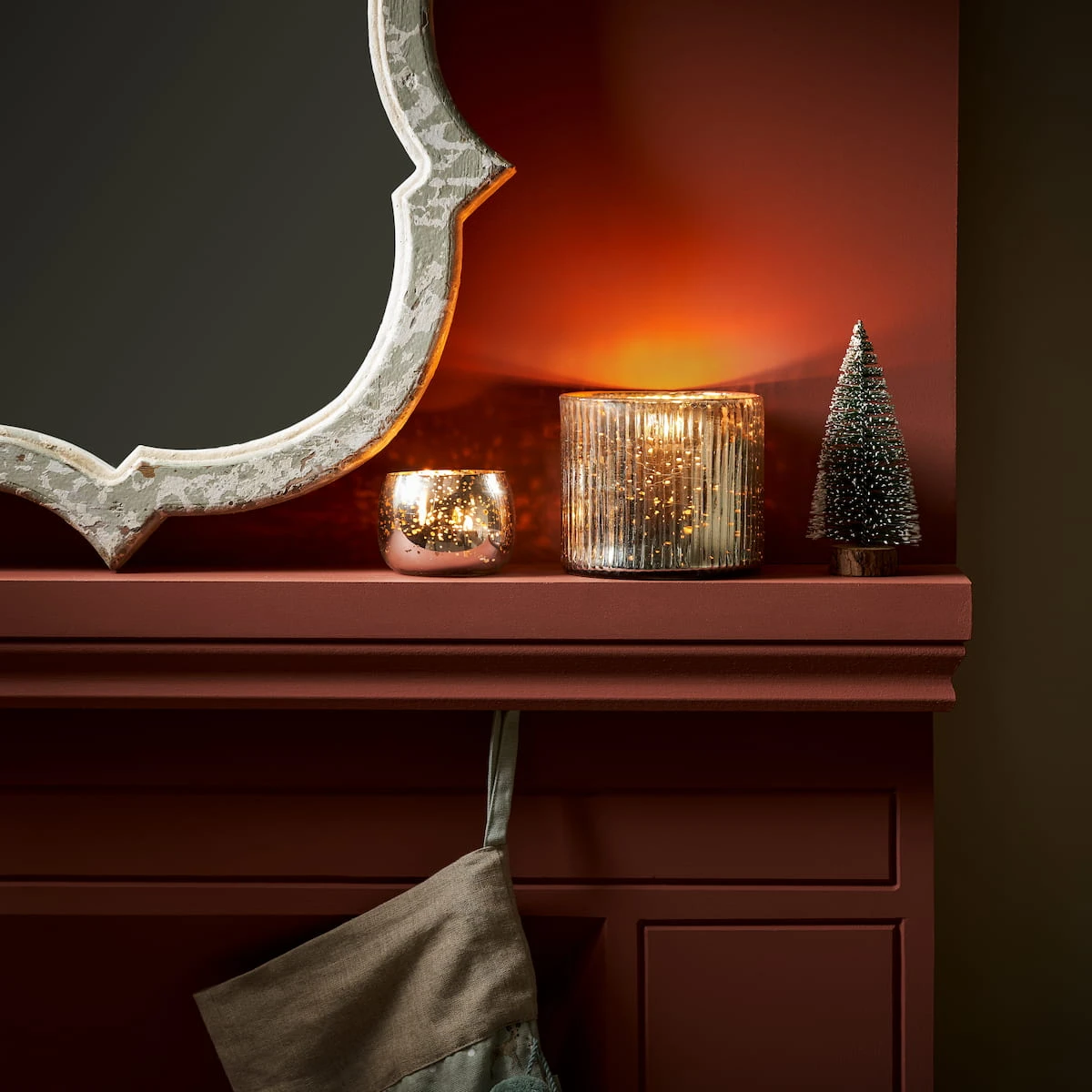 Ribbed Silver Glass Candle Holder Ribbed Silver Glass Candle Holder -Sophie Allport Shop AW23 ANC9396 SQUARE