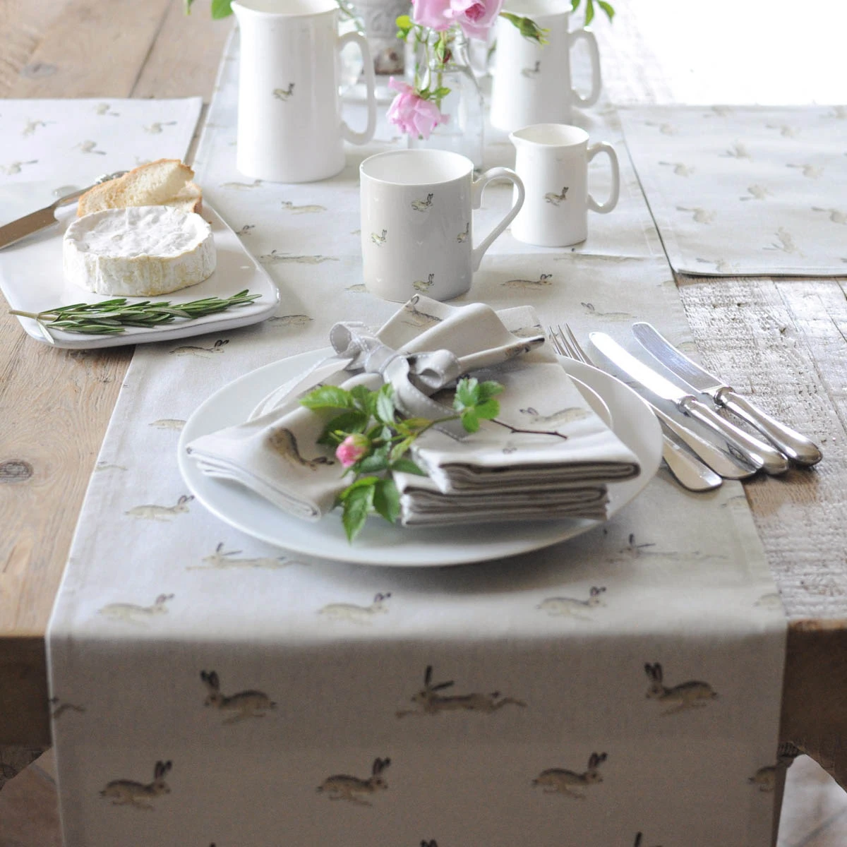 Hare Table Runner Hare Table Runner -Sophie Allport Shop Hare Collection Lifestyle High Res 1 web image