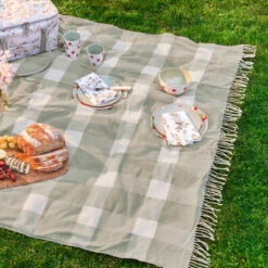 Gingham Picnic Blanket - Olive