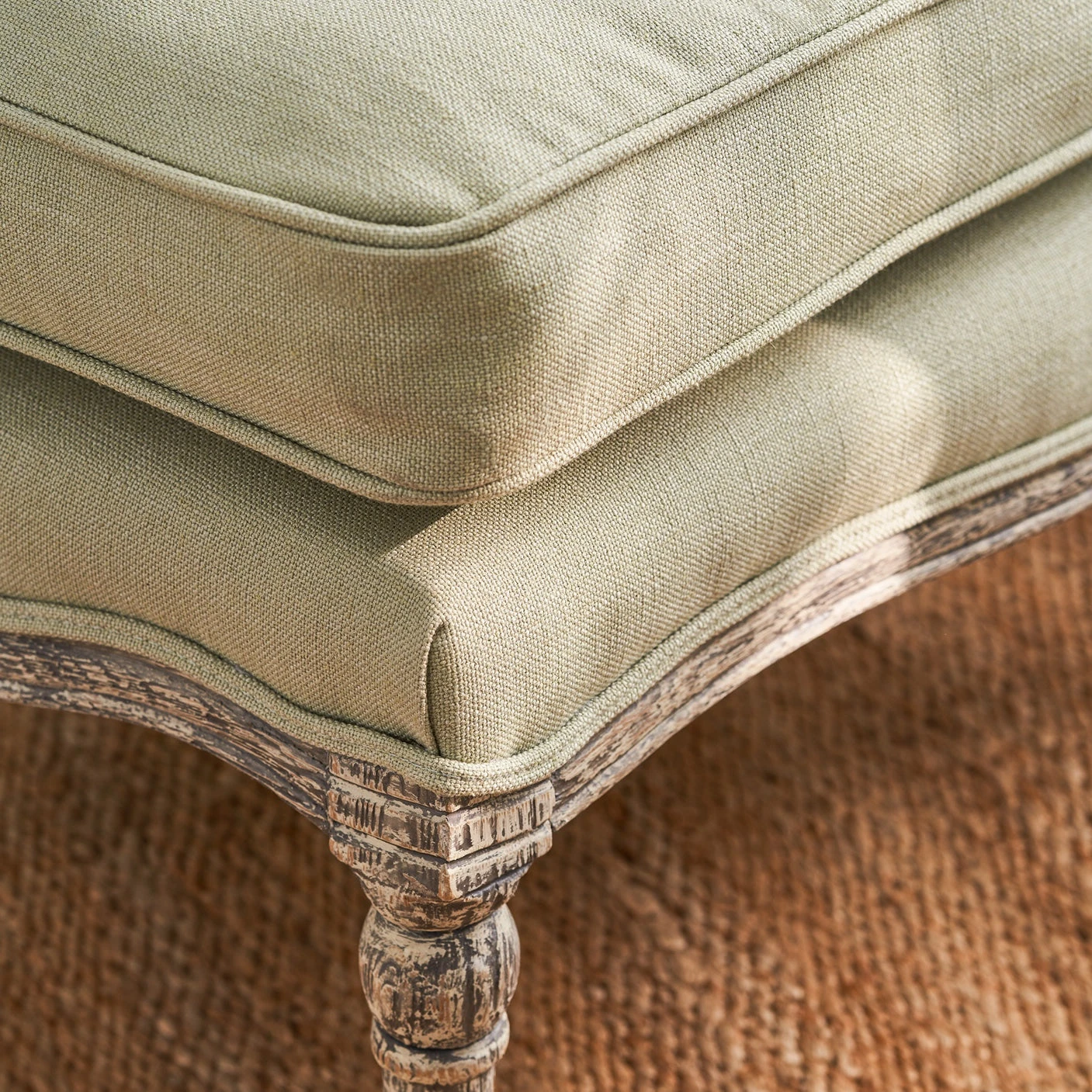 Witham Footstool - Pale Green Witham Footstool - Pale Green -Sophie Allport Shop SS24 WSP21866 DETAIL 2