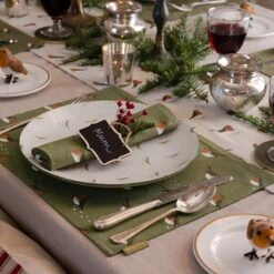 Robin Napkins (Set Of 4) -Sophie Allport Shop all101820 all101300 all104810 robin fabric placement napkins table runner Christmas dinner table top down landscape 3 lifestyle high res square