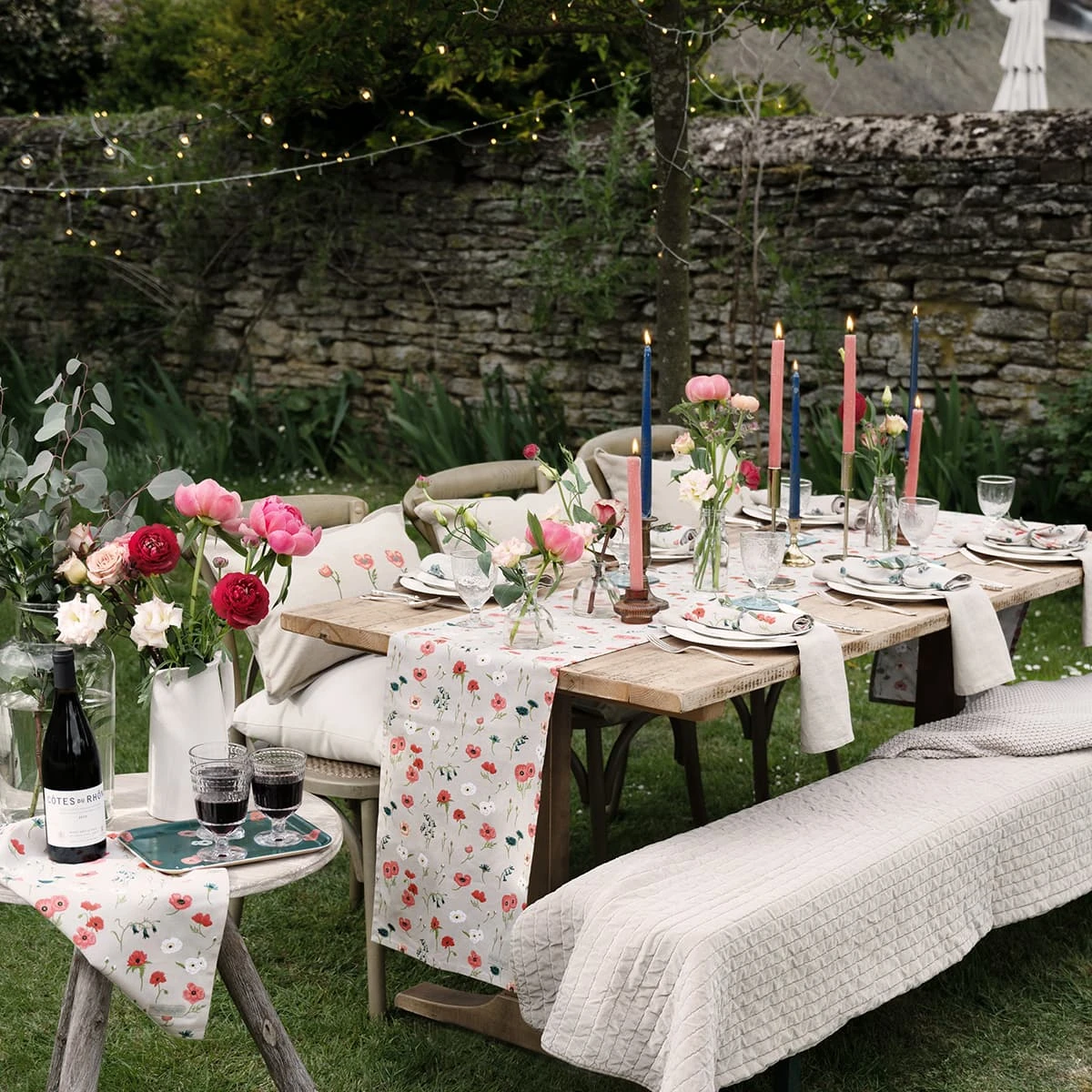 Poppy Meadow Table Runner Poppy Meadow Table Runner -Sophie Allport Shop all103810 all103820 poppy meadow table portrait lifestyle high res square