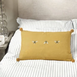 Bees Embroidered Cushion -Sophie Allport Shop all36401e bees embroidered cushion lifestyle high res square