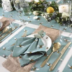 Bees Teal Fabric Placemat 2 Bees Teal Fabric Placemat -Sophie Allport Shop all80820 all80300 bees teal fabric placemat and napkins set of 4 lifestyle high res square 5afb7ca3 a8ab 4566 9d82 075dbe6aaaca