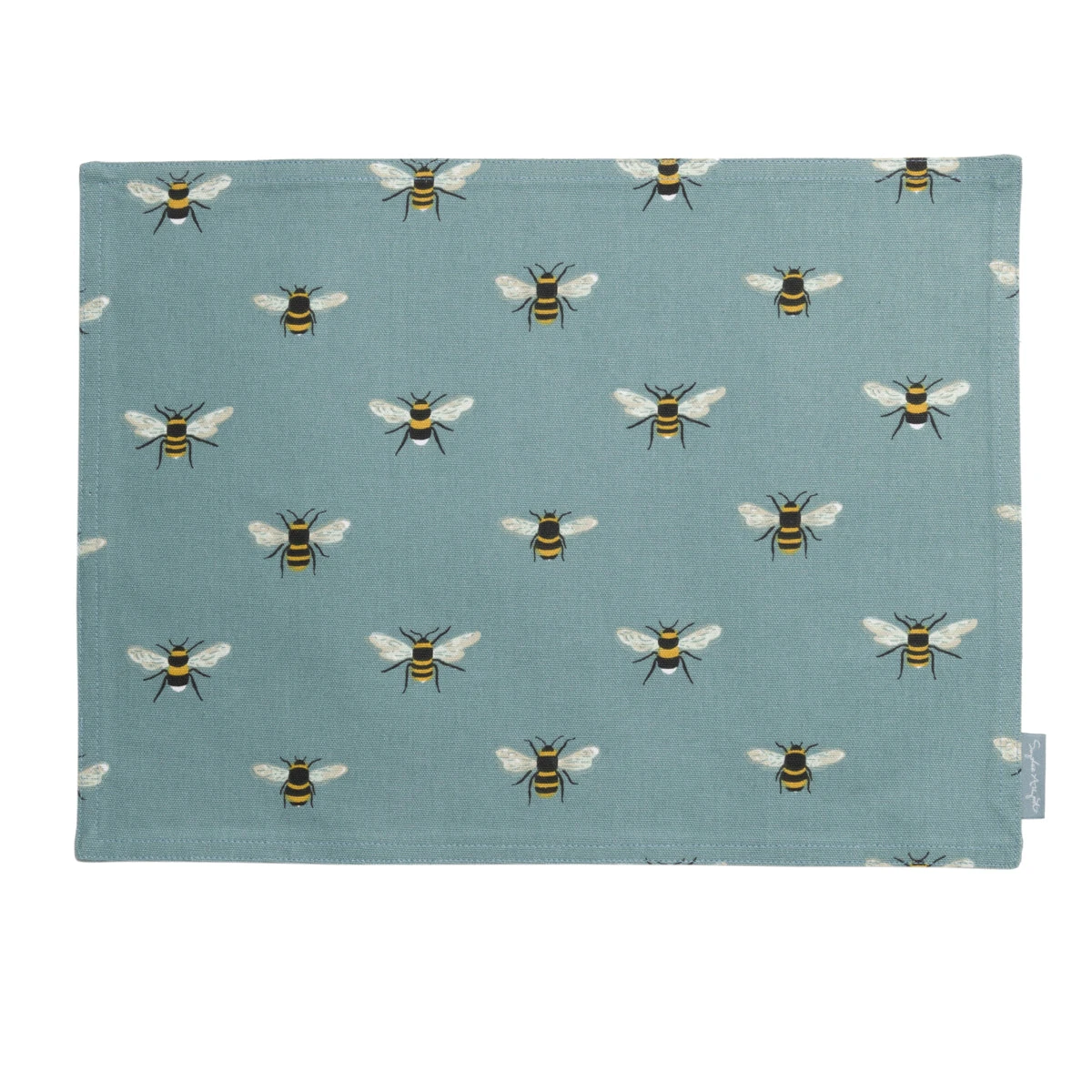 Bees Teal Fabric Placemat Bees Teal Fabric Placemat -Sophie Allport Shop all80820 bees teal fabric placemat cut out high res square