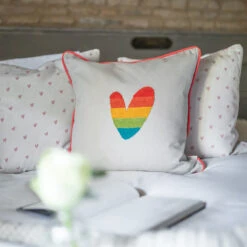 Multicoloured Hearts Embroidered Cushion 2 Multicoloured Hearts Embroidered Cushion -Sophie Allport Shop all81401e hearts multicoloured embroidered cushion lifestyle high res square