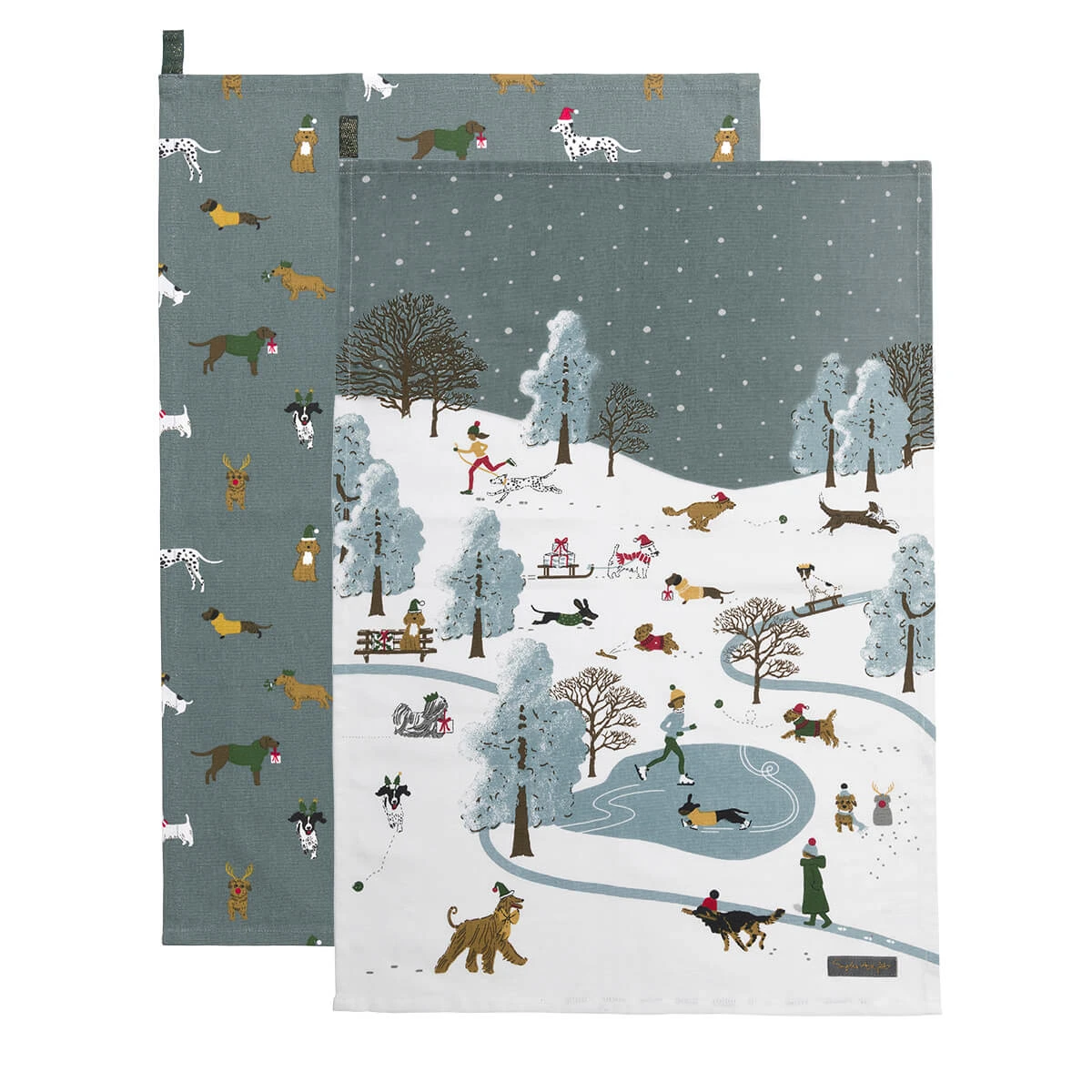 Christmas Dogs Tea Towel (Set of 2) Christmas Dogs Tea Towel (Set Of 2) -Sophie Allport Shop all87602 christmas dogs tea towel set of 2 3 cut out high res square