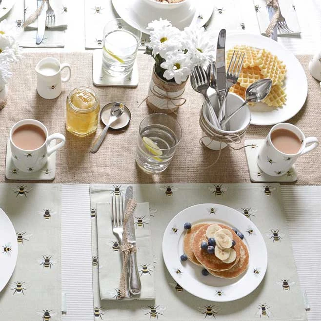 Bees Coasters (Set of 4) Bees Coasters (Set Of 4) -Sophie Allport Shop bees collection table lifestyle high res 3 web image