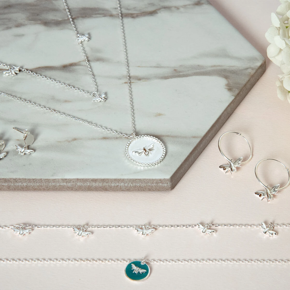 Bees Sterling Silver Pendant Necklace Bees Sterling Silver Pendant Necklace -Sophie Allport Shop bees jewellery sterling silver collection lifestyle high res square 66e8161f 315d 469e ad7e abcc4ab1c6af