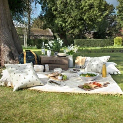 Bees Woven Picnic Blanket -Sophie Allport Shop bees picnic collection 4 lifestyle high res square