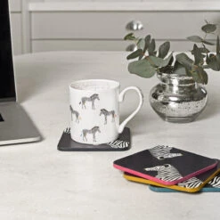 Zebra Mug 2 Zebra Mug -Sophie Allport Shop bm6702 coc6701 zebra zsl stripe a pose standard mug and coasters set of 4 lifestyle high res square