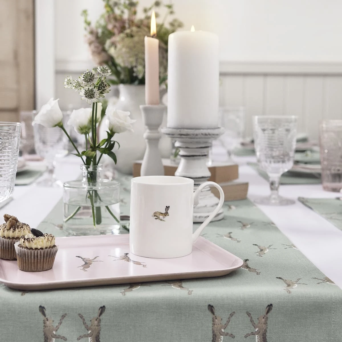 Boxing Hares Serving Tray - Small Boxing Hares Serving Tray - Small -Sophie Allport Shop bmbm01 pt9526 bunny solo standard mug boxing hares printed tray small 2 lifestyle high res square