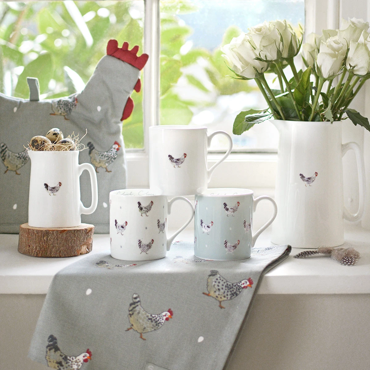 Chicken & Egg Mug Chicken & Egg Mug -Sophie Allport Shop chicken mugs and fabric collection lifestyle high res square