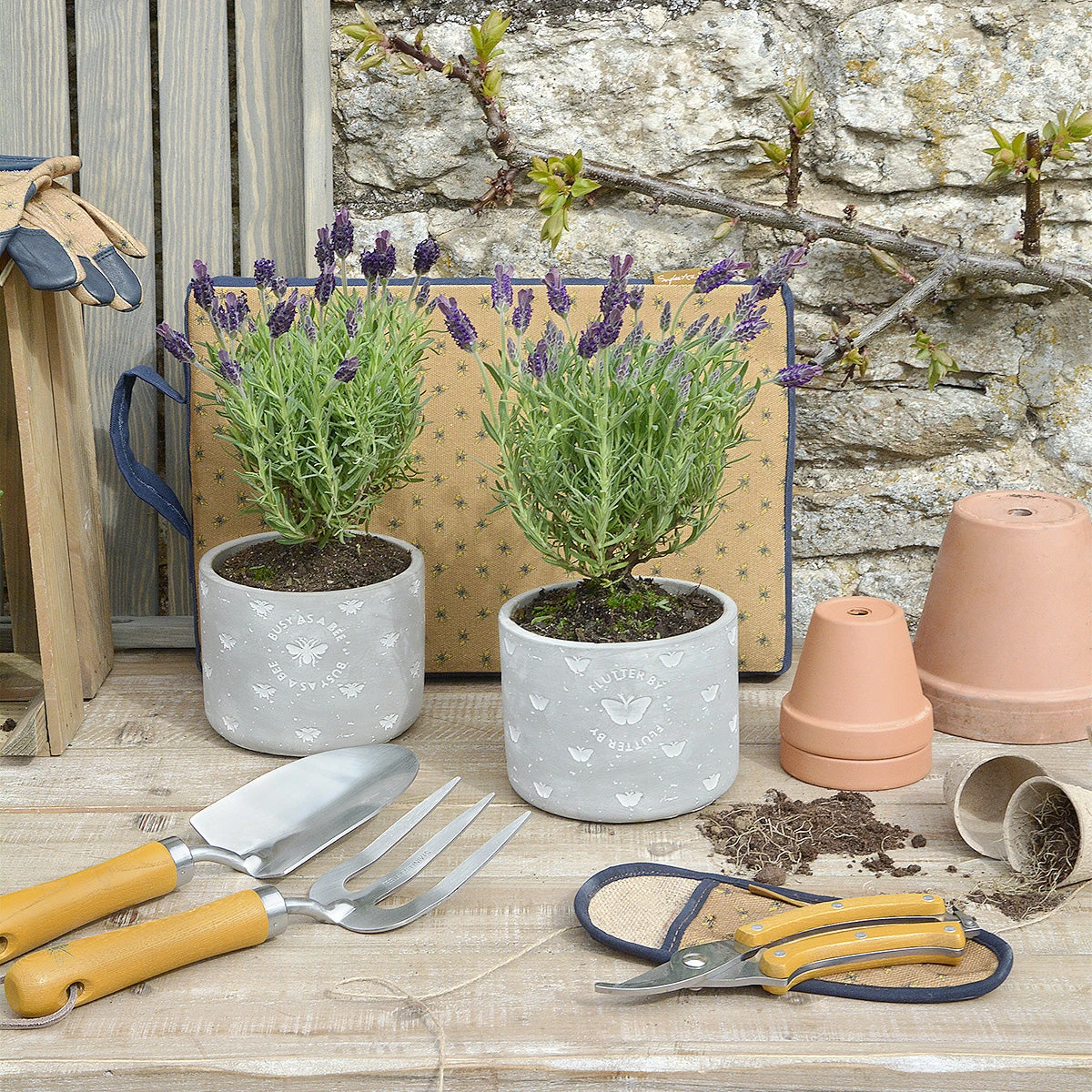 Bees Garden Tool Set Bees Garden Tool Set -Sophie Allport Shop cpp3614u cpp6614u bees and butterflies plant pot unfinished 14cm lifestyle high res square ac62cb03 e38b 410d bfaf a5ca9ffb90cd