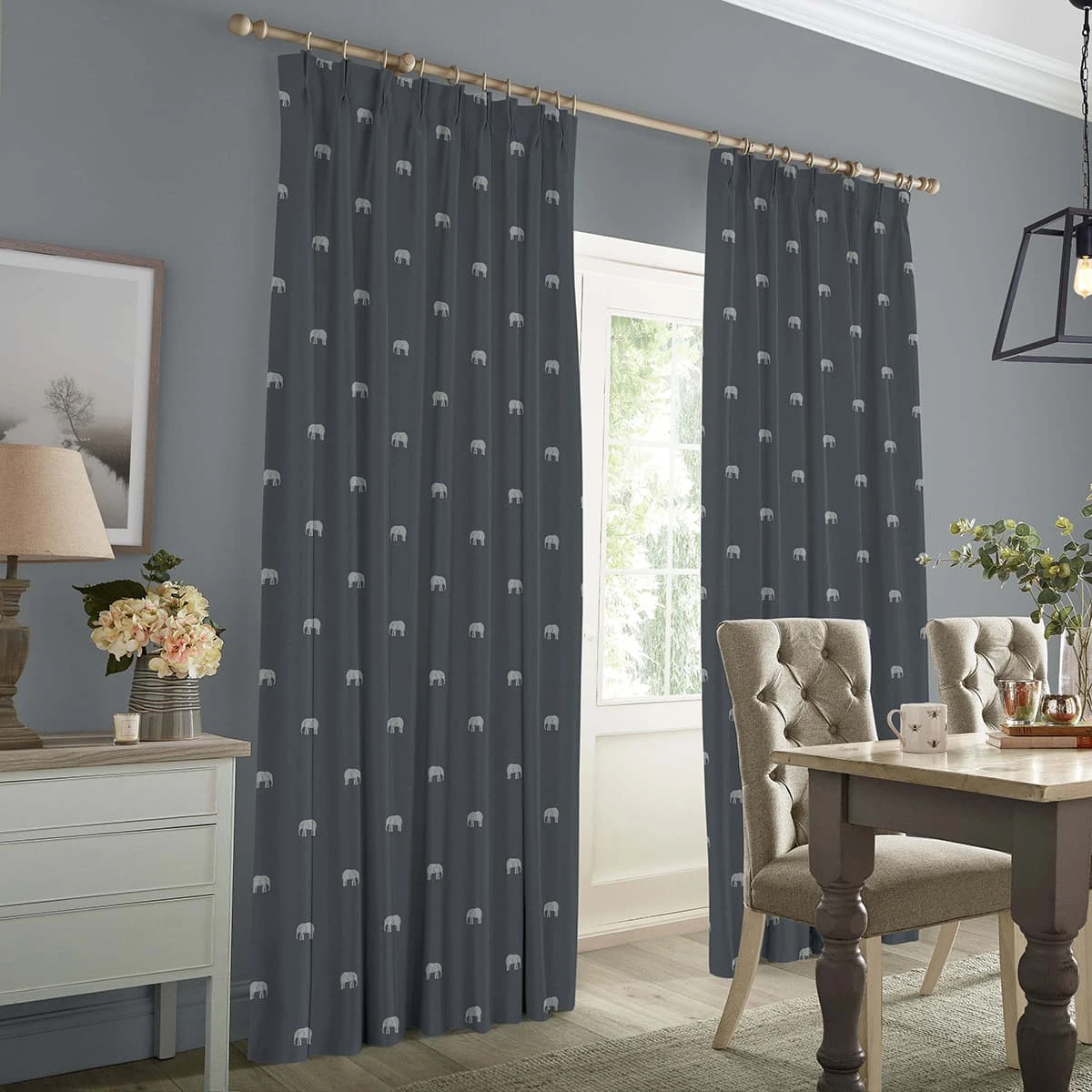 Elephant Deep Navy Made to Measure Curtains Elephant Deep Navy Made To Measure Curtains -Sophie Allport Shop crt54dnm2m elephant deep navy artwork made to measure curtains lifestyle high res square