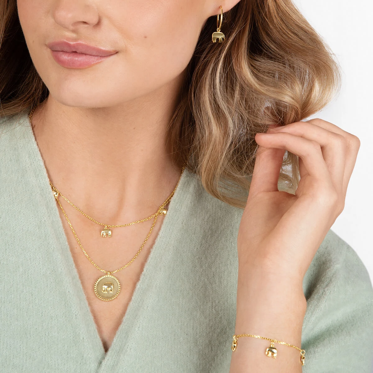 Elephant Gold Plated Pendant Necklace Elephant Gold Plated Pendant Necklace -Sophie Allport Shop elephant zsl gold plated jewellery collection 2 modelled cut out high res square 304045e9 3430 40f1 b9ba e614c14d7f5c