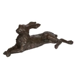 Lying Down Hare Bronze Sculpture -Sophie Allport Shop esbldh01 bronze laying down hare cut out high res