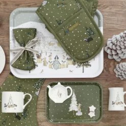 Festive Forest Serving Tray - Small -Sophie Allport Shop festive forest kitchen and table top flatlay lifestyle high res 1