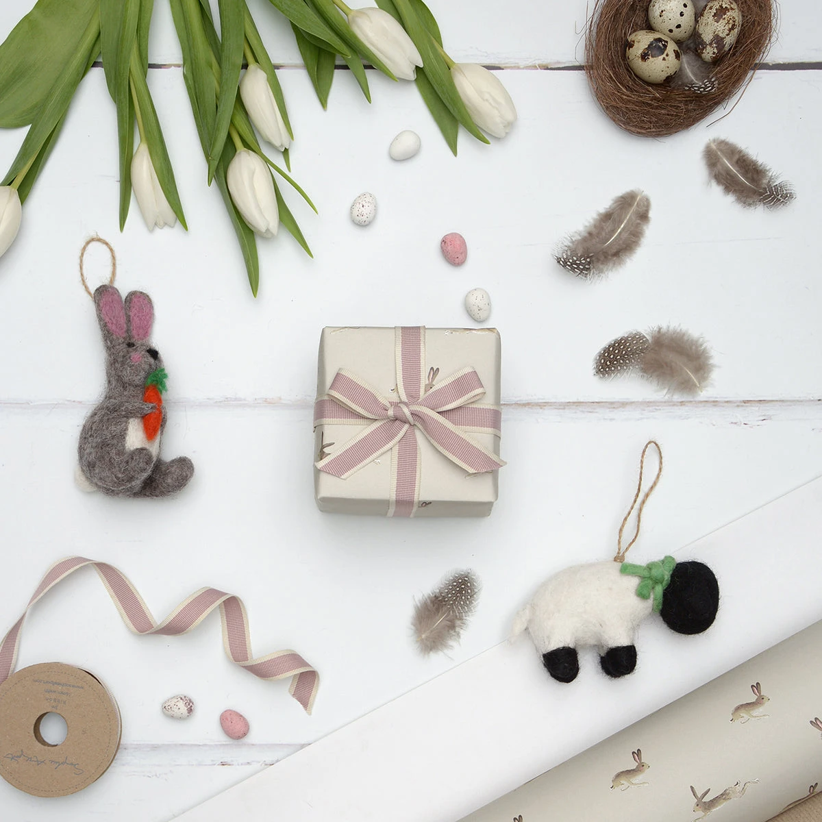 Sheep Felt Decoration Sheep Felt Decoration -Sophie Allport Shop fw25001 hare gift wrap lifestyle high res square 8b6ae6ec 71a7 4931 b6f0 037aa4c205ad