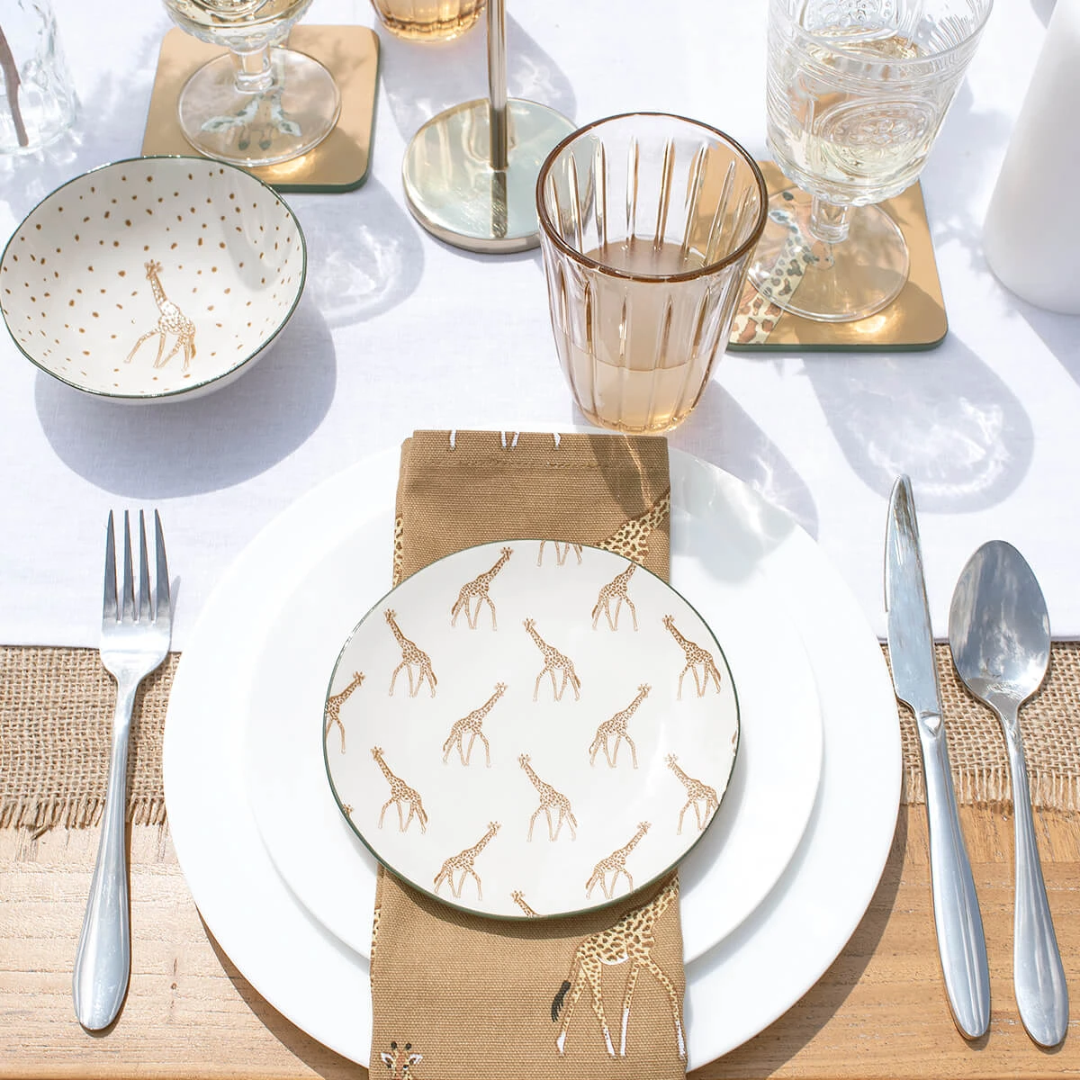 Giraffe Napkins (Set of 4) Giraffe Napkins (Set Of 4) -Sophie Allport Shop giraffe zsl table setting outdoors 3 lifestyle high res square 13db9d41 79aa 41bd 949c 7dc5d05a13e6