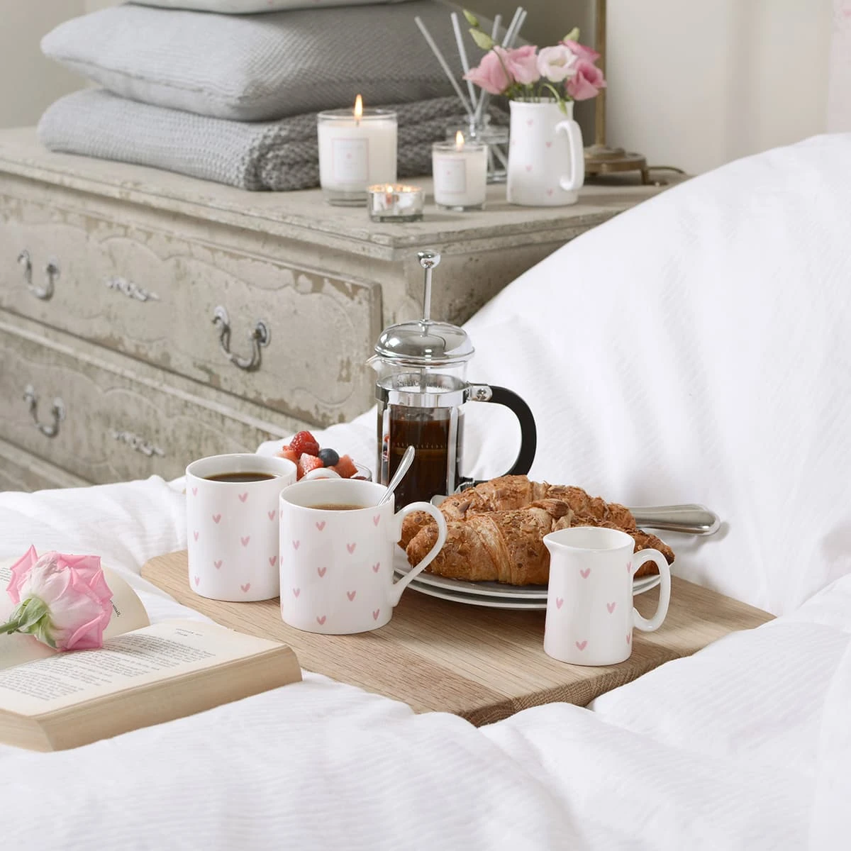 Hearts Pink Mug Hearts Pink Mug -Sophie Allport Shop hearts collection breakfast lifestyle high res 4