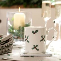 Holly & Berry Coasters (Set Of 4) -Sophie Allport Shop holly berry table set lifestyle aw22 8 high res square