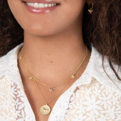 Bees Gold Plated Pendant Necklace -Sophie Allport Shop jergp3601h jblgp3601c jnlgp3601p bees earrings hoop charm bracelet and pendant necklace gold plated modelled 2 cut out high res square 0882c626 b835 4f84 9829 4f8c7f709ad8