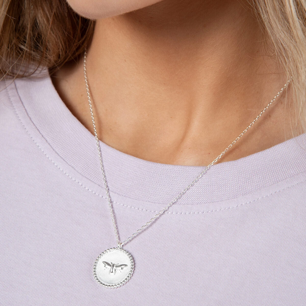 Bees Sterling Silver Pendant Necklace Bees Sterling Silver Pendant Necklace -Sophie Allport Shop jnlss3601p bees necklace pendant sterling silver modelled cut out high res square