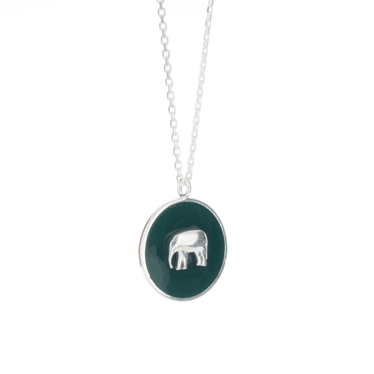 Elephant Sterling Silver Enamel Pendant Necklace Elephant Sterling Silver Enamel Pendant Necklace -Sophie Allport Shop jnlss5402se elephant zsl enamel pendant necklace sterling silver 2 cut out high res square