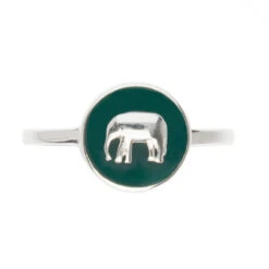 Elephant Sterling Silver Enamel Ring