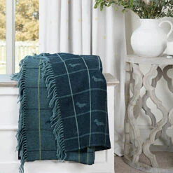 Dachshund Wool Knitted Throw -Sophie Allport Shop ktw46 dachshund knitted throw wool lifestyle high res square