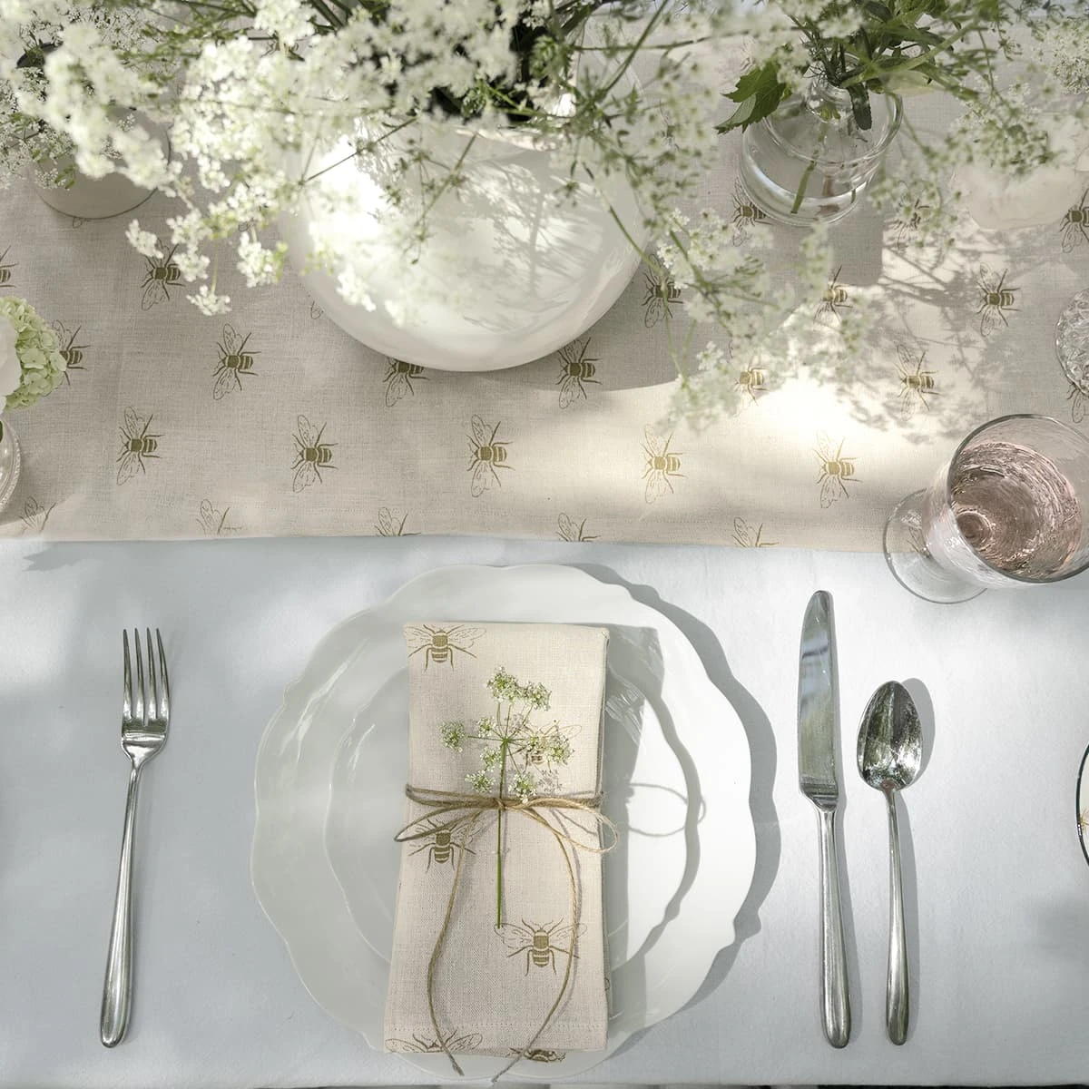 Bees Linen Table Runner Bees Linen Table Runner -Sophie Allport Shop lin36810 lin36300 ssp36 bees overhead place setting lifestyle high res square 09b44830 083d 452a a613 4adae84114b5