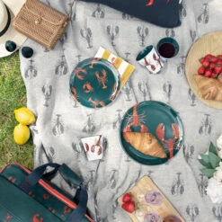 Lobster Woven Picnic Blanket 3 Lobster Woven Picnic Blanket -Sophie Allport Shop lobster picnic collection lifestyle high res square