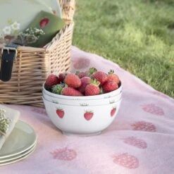 Strawberries Woven Picnic Blanket -Sophie Allport Shop mcb9706 strawberries melamine bowl lifestyle high res square f1c7a329 75d5 4e83 9082 a05314e2d138