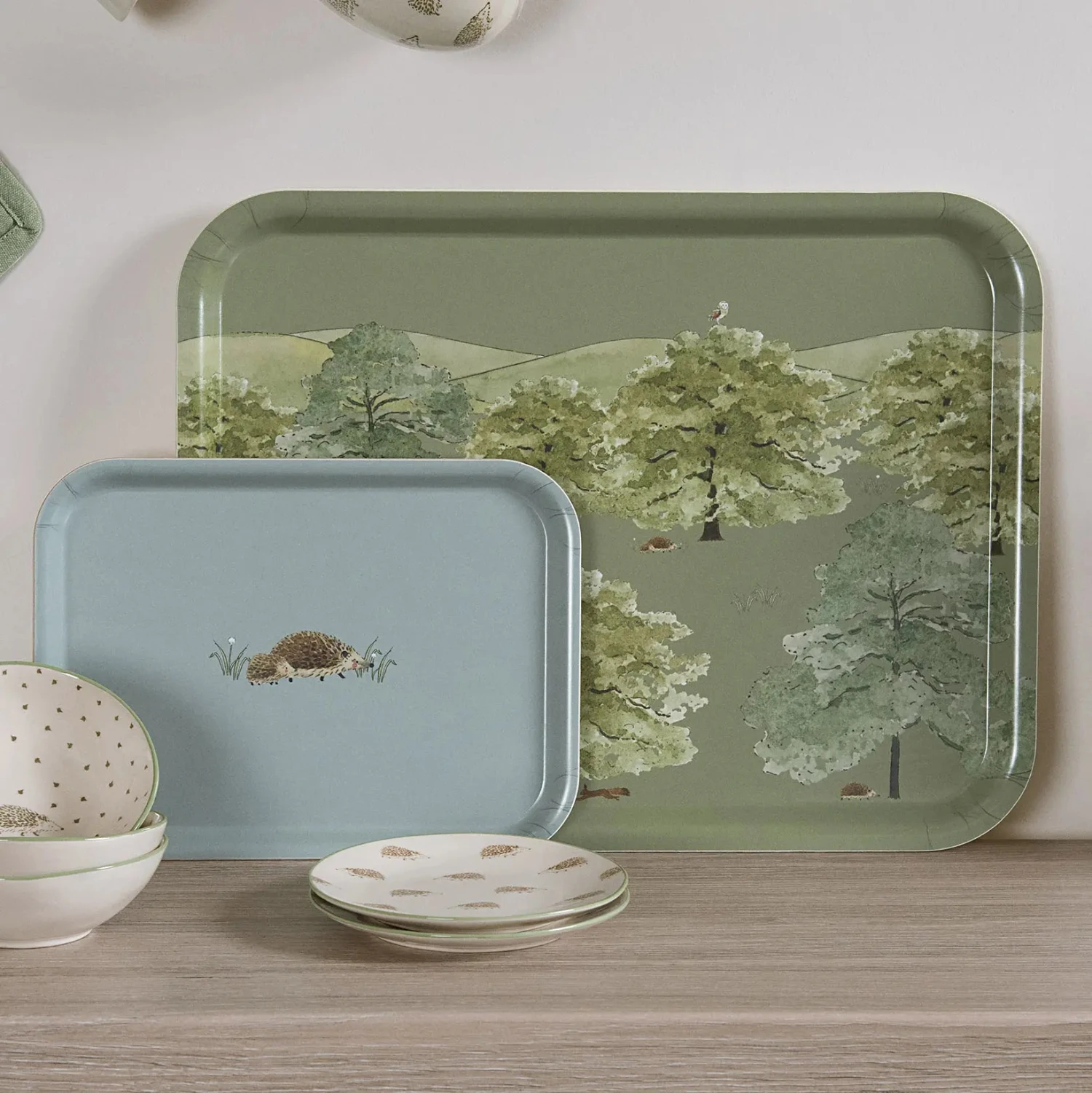 Hedgehogs Serving Tray - Small Hedgehogs Serving Tray - Small -Sophie Allport Shop parkland trees and hedgehogs kitchen collection high res