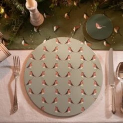 Robin Green Table Runner -Sophie Allport Shop pmc10101 all101810 coc10101 cr10112 robin placemat table runner coaster crackers dinner table landscape lifestyle high res square f017f803 351d 4118 a16a 67706688b9e2
