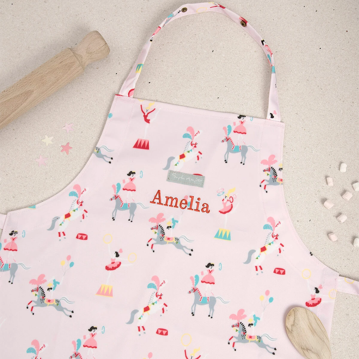 Fairground Ponies Kids Apron Fairground Ponies Kids Apron -Sophie Allport Shop poly73252 fairground ponies child apron polyester lifestyle personalisation high res square