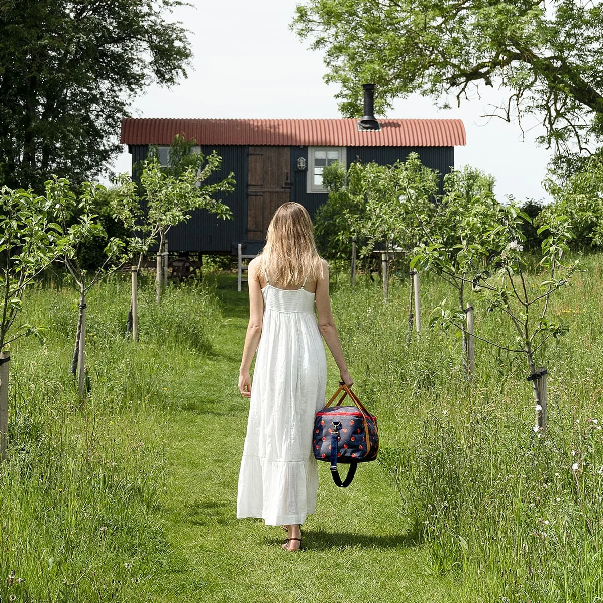 Strawberries Picnic Bag Strawberries Picnic Bag -Sophie Allport Shop poly97525 strawberries pocket picnic bag 2 lifestyle high res square