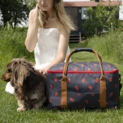 Strawberries Picnic Bag 2 Strawberries Picnic Bag -Sophie Allport Shop poly97525 strawberries pocket picnic bag lifestyle high res square