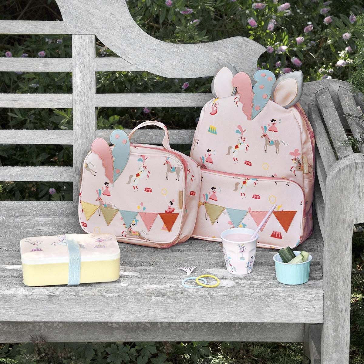 Fairground Ponies Lunch Bag Fairground Ponies Lunch Bag -Sophie Allport Shop polyester collection portrait fairground ponies lifestyle high res square