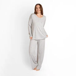 Dachshund Ladies Pyjama Set -Sophie Allport Shop pscm46 dachshund pyjama set ladies modelled cut out high res square