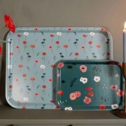 Poppy Meadow Serving Tray - Small 2 Poppy Meadow Serving Tray - Small -Sophie Allport Shop pt10326 pt10345 poppy meadow trays lifestyle high res