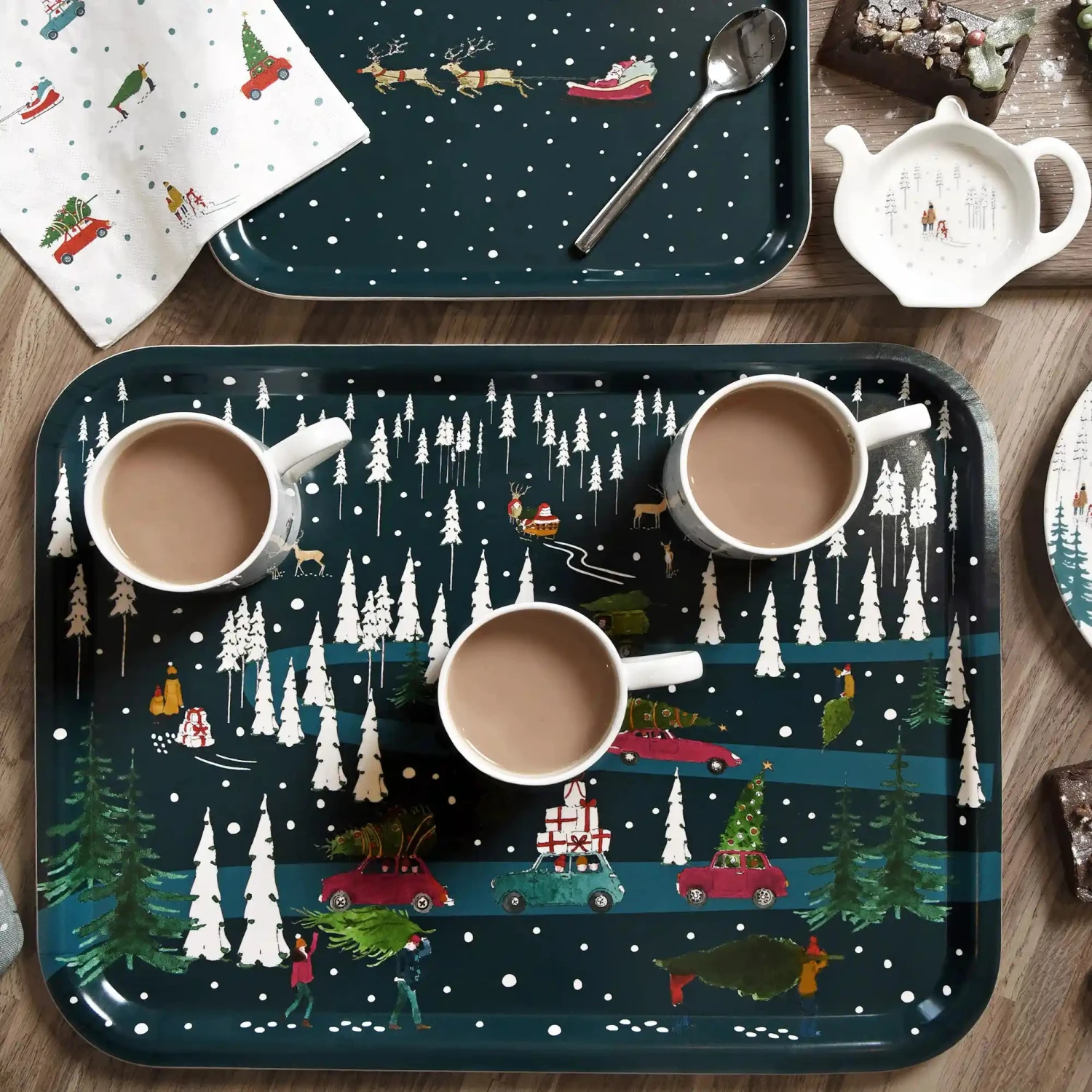 Home for Christmas Serving Tray - Small Home For Christmas Serving Tray - Small -Sophie Allport Shop pt6026 pt6045 home for christmas printed tray small and large lifestyle high res 1