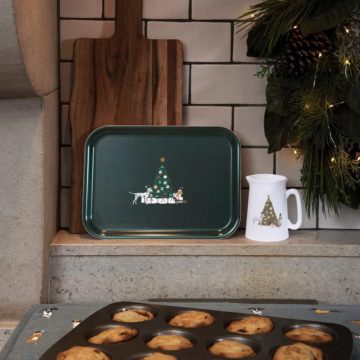 Christmas Dogs Serving Tray - Small Christmas Dogs Serving Tray - Small -Sophie Allport Shop pt8726 christmas dogs small printed tray lifestyle high res square
