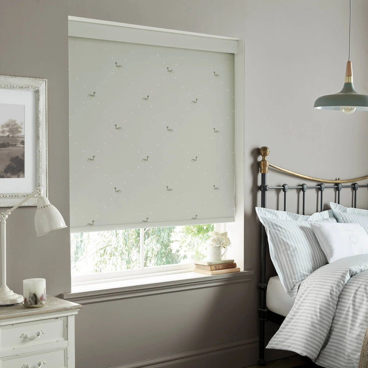 Hare Dove Made to Measure Roller Blind Hare Dove Made To Measure Roller Blind -Sophie Allport Shop rlb25dm2m hare dove artwork roller blind made to measure lifestyle 2 high res square