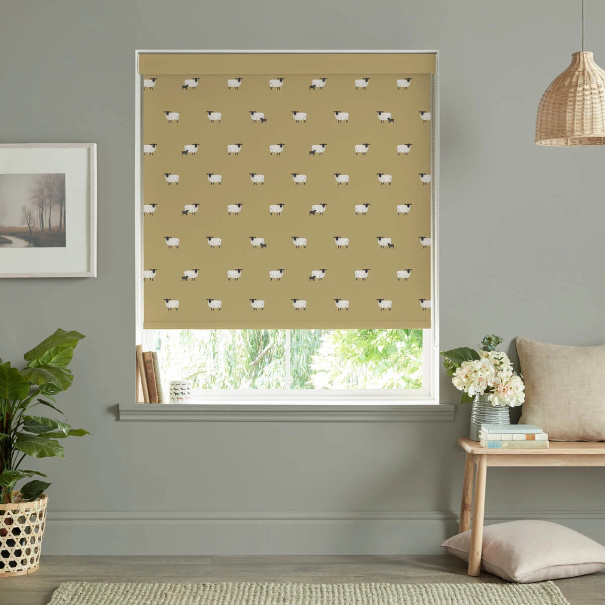 Sheep Ochre Made to Measure Roller Blind Sheep Ochre Made To Measure Roller Blind -Sophie Allport Shop rlb43om2m sheep ochre artwork roller blind made to measure lifestyle high res square