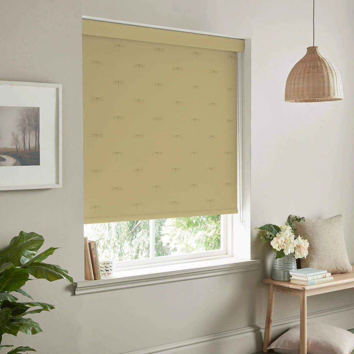 Dragonfly Ochre Made to Measure Roller Blind Dragonfly Ochre Made To Measure Roller Blind -Sophie Allport Shop rlb57om2m dragonfly ochre vector roller blind made to measure lifestyle 2 high res square