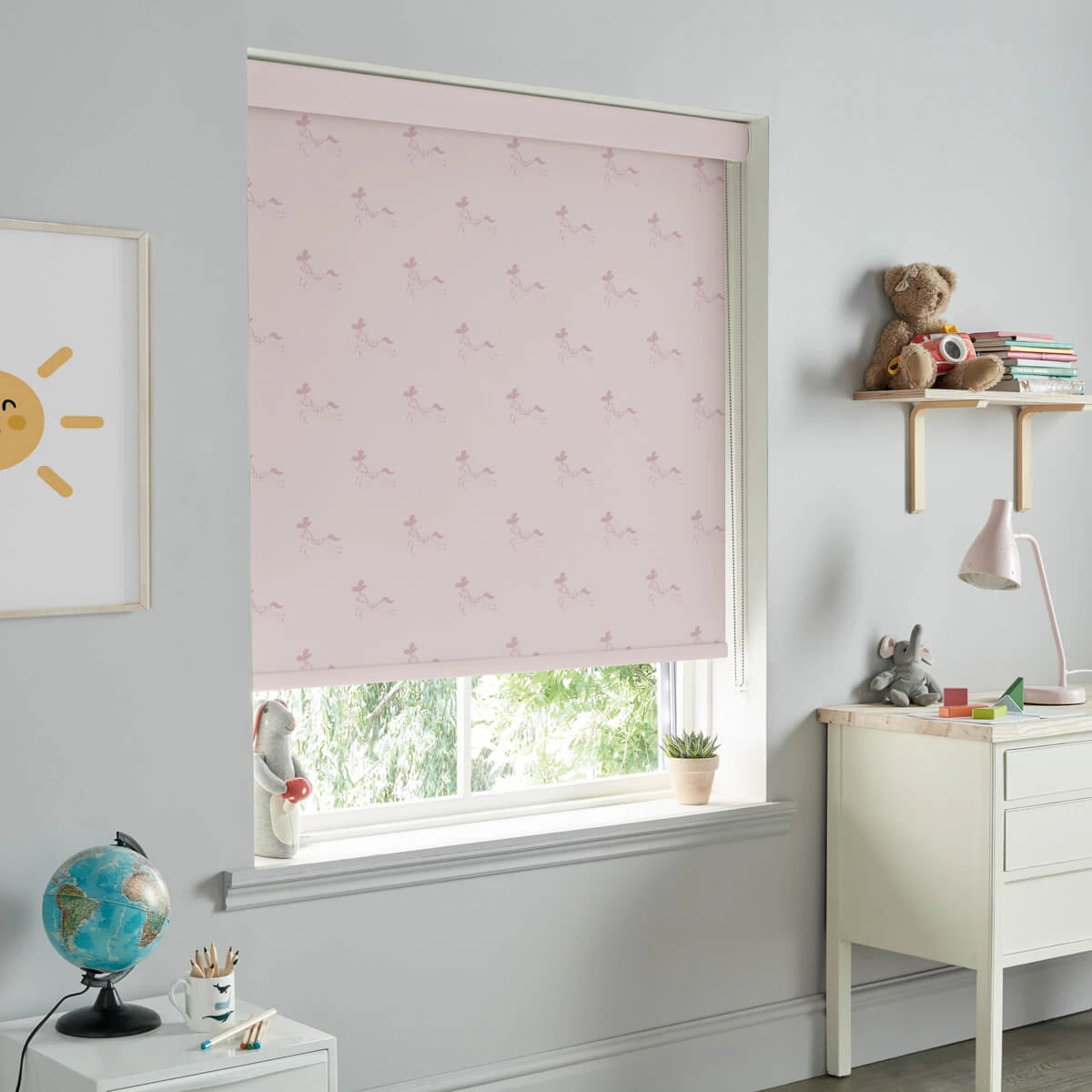 Fairground Ponies Blush Made to Measure Roller Blind Fairground Ponies Blush Made To Measure Roller Blind -Sophie Allport Shop rlb73bm2m fairground ponies blush vector roller blind made to measure lifestyle 2 high res square